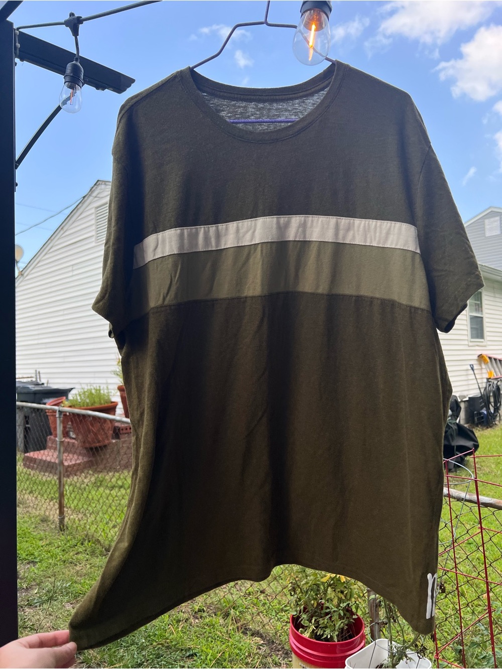 Phish Inspired Men's Olive Green Stripe Crew Neck Shirt